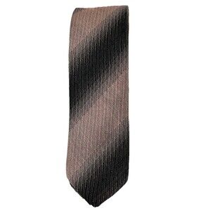 Stephen J. Sotnick Skinny Black & Tan Striped Necktie  1 3/4 “ Wide 59” Long Vtg